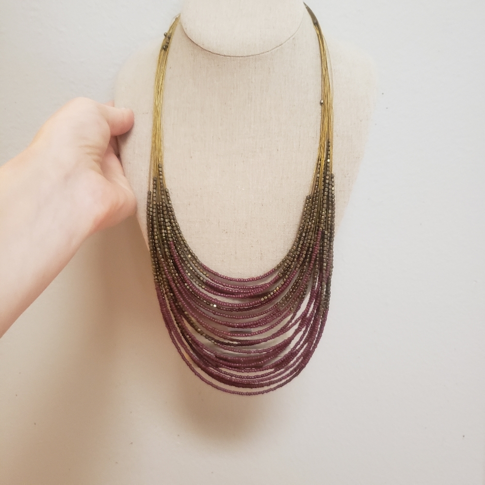 Burgandy and Gold Layered Necklace
